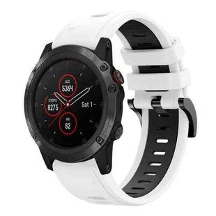 For Garmin Fenix 5X Plus 26mm Two-Color Sports Silicone Watch Band(White+Black)