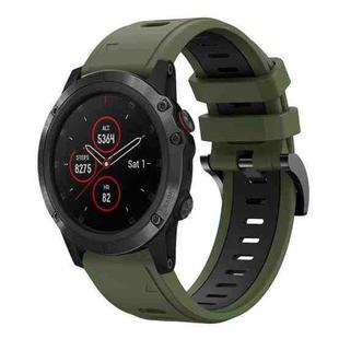 For Garmin Fenix 5X Plus 26mm Two-Color Sports Silicone Watch Band(Army Green + Black)