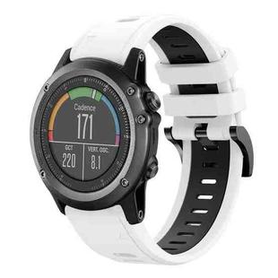 For Garmin Fenix 3 26mm Two-Color Sports Silicone Watch Band(White+Black)