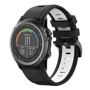 For Garmin Fenix 3 26mm Two-Color Sports Silicone Watch Band(Black+White)
