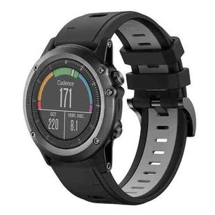 For Garmin Fenix 3 26mm Two-Color Sports Silicone Watch Band(Black+Grey)