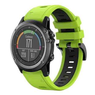 For Garmin Fenix 3 26mm Two-Color Sports Silicone Watch Band(Lime Green + Black)