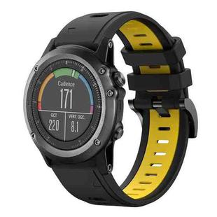 For Garmin Fenix 3 Sapphire 26mm Two-Color Sports Silicone Watch Band(Black+Yellow)