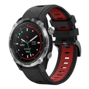 For Garmin Descent MK 2 26mm Two-Color Sports Silicone Watch Band(Black+Red)