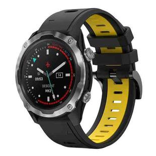 For Garmin Descent MK 2 26mm Two-Color Sports Silicone Watch Band(Black+Yellow)