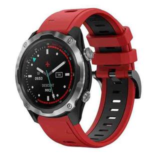 For Garmin Descent MK 2 26mm Two-Color Sports Silicone Watch Band(Red+Black)