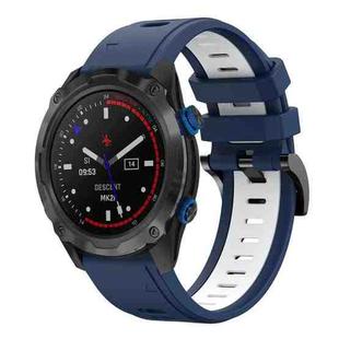 For Garmin Descent MK 2i 26mm Two-Color Sports Silicone Watch Band(Midnight Blue + White)