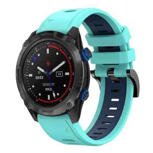 For Garmin Descent MK 2i 26mm Two-Color Sports Silicone Watch Band(Mint Green + Blue)