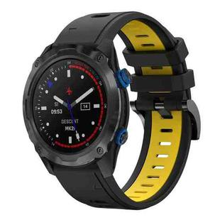 For Garmin Descent MK 2i 26mm Two-Color Sports Silicone Watch Band(Black+Yellow)