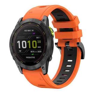 For Garmin Enduro 2 26mm Two-Color Sports Silicone Watch Band(Orange+Black)