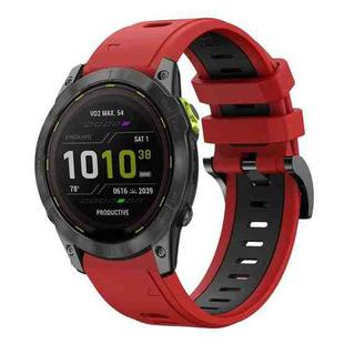 For Garmin Enduro 2 26mm Two-Color Sports Silicone Watch Band(Red+Black)