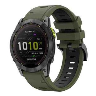 For Garmin Enduro 2 26mm Two-Color Sports Silicone Watch Band(Army Green + Black)