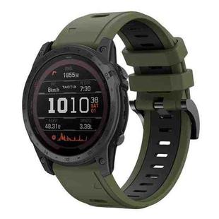 For Garmin TACTIX 7 / 7Pro 26mm Two-Color Sports Silicone Watch Band(Army Green + Black)