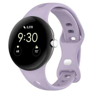 For Google Pixel Watch Water Drop Slimming Butterfly Button Solid Silicone Band(Light Purple)