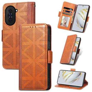 For Huawei Nova 10 Grid Leather Flip Phone Case(Brown)