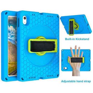 For iPad 10th Gen 10.9 2022 360 Rotation Stand EVA Hard PC Tablet Case with Strap(Blue+Green)