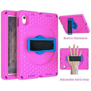 For iPad 10th Gen 10.9 2022 360 Rotation Stand EVA Hard PC Tablet Case with Strap(Rose+Blue)