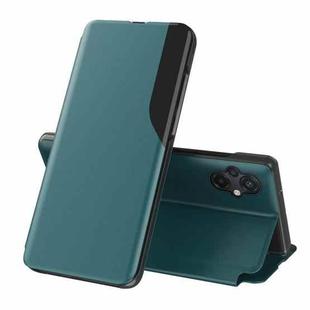 For Xiaomi Poco M5 Side Display Adsorption Leather Phone Case(Green)