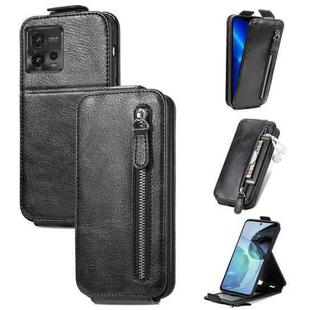 For Motorola Moto G72 Zipper Wallet Vertical Flip Leather Phone Case(Black)