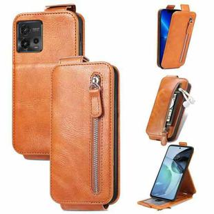 For Motorola Moto G72 Zipper Wallet Vertical Flip Leather Phone Case(Brown)