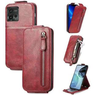 For Motorola Moto G72 Zipper Wallet Vertical Flip Leather Phone Case(Red)