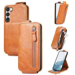 For Samsung Galaxy S23 5G Zipper Wallet Vertical Flip Leather Phone Case(Brown)