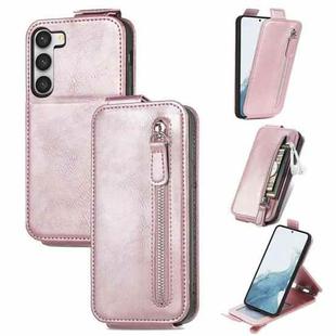 For Samsung Galaxy S23+ 5G Zipper Wallet Vertical Flip Leather Phone Case(Rose Gold)