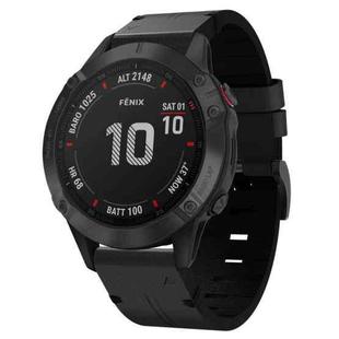 For Garmin Fenix 6 Pro GPS 22mm Leather Steel Buckle Watch Band(Black)