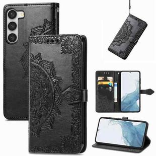 For Samsung Galaxy S23 5G Mandala Flower Embossed Leather Phone Case(Black)