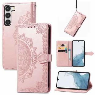 For Samsung Galaxy S23 Plus 5G Mandala Flower Embossed Leather Phone Case(Rose Gold)