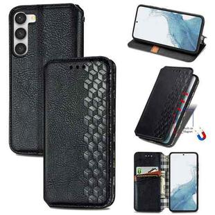 For Samsung Galaxy S23+ 5G Cubic Grid Pressed Magnetic Leather Phone Case(Black)