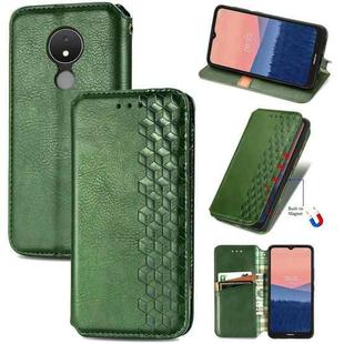 For Nokia C21 Cubic Grid Pressed Magnetic Leather Phone Case(Green)