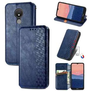 For Nokia C21 Cubic Grid Pressed Magnetic Leather Phone Case(Blue)