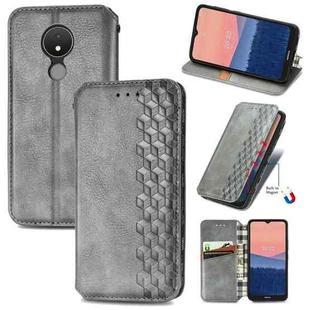 For Nokia C21 Cubic Grid Pressed Magnetic Leather Phone Case(Gray)