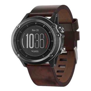 For Garmin Fenix 3 Sapphire 26mm Leather Steel Buckle Watch Band(Brown)