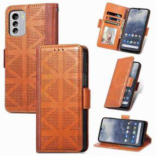 For Nokia G60 Grid Leather Flip Phone Case(Brown)