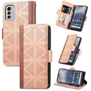 For Nokia G60 Grid Leather Flip Phone Case(Khaki)