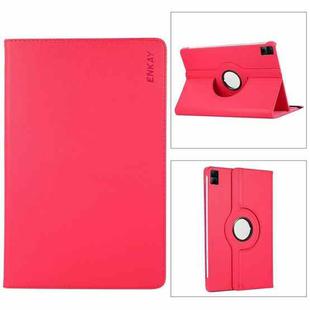 For Xiaomi Redmi Pad 10.61 ENKAY Hat-Prince 360 Degree Rotation Litchi Leather Smart Case(Rose Red)