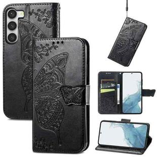 For Samsung Galaxy S23+ 5G Butterfly Love Flower Embossed Leather Phone Case(Black)