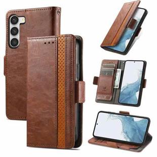 For Samsung Galaxy S23+ 5G CaseNeo Splicing Dual Magnetic Buckle Leather Phone Case(Brown)