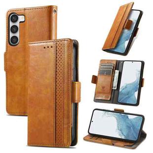 For Samsung Galaxy S23+ 5G CaseNeo Splicing Dual Magnetic Buckle Leather Phone Case(Khaki)