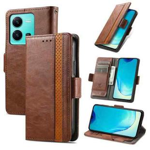 For vivo V25 CaseNeo Splicing Dual Magnetic Buckle Leather Phone Case(Brown)