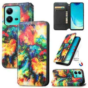 For vivo V25 CaseNeo Colorful Magnetic Leather Phone Case(Colorful Cloud)