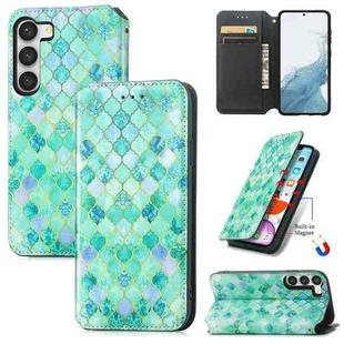 For Samsung Galaxy S23 5G CaseNeo Colorful Magnetic Leather Phone Case(Emerald)