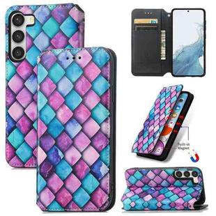 For Samsung Galaxy S23 5G CaseNeo Colorful Magnetic Leather Phone Case(Purple Scales)