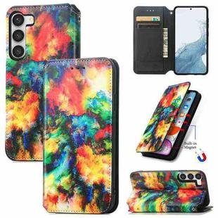 For Samsung Galaxy S23 Ultra 5G CaseNeo Colorful Magnetic Leather Phone Case(Colorful Cloud)