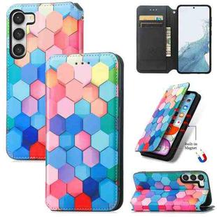 For Samsung Galaxy S23 Ultra 5G CaseNeo Colorful Magnetic Leather Phone Case(Colorful Cube)