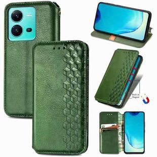 For vivo V25 Cubic Grid Pressed Magnetic Leather Phone Case(Green)