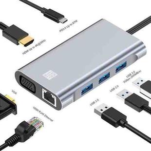 JUNSUNMAY 7 in 1 Type-C to 4K HDMI / VGA / Ethernet Docking Station Adapter USB-C Hub