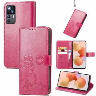 For Xiaomi 12T / Redmi K50 Ultra Four-leaf Clasp Embossed Buckle Leather Phone Case(Rose)